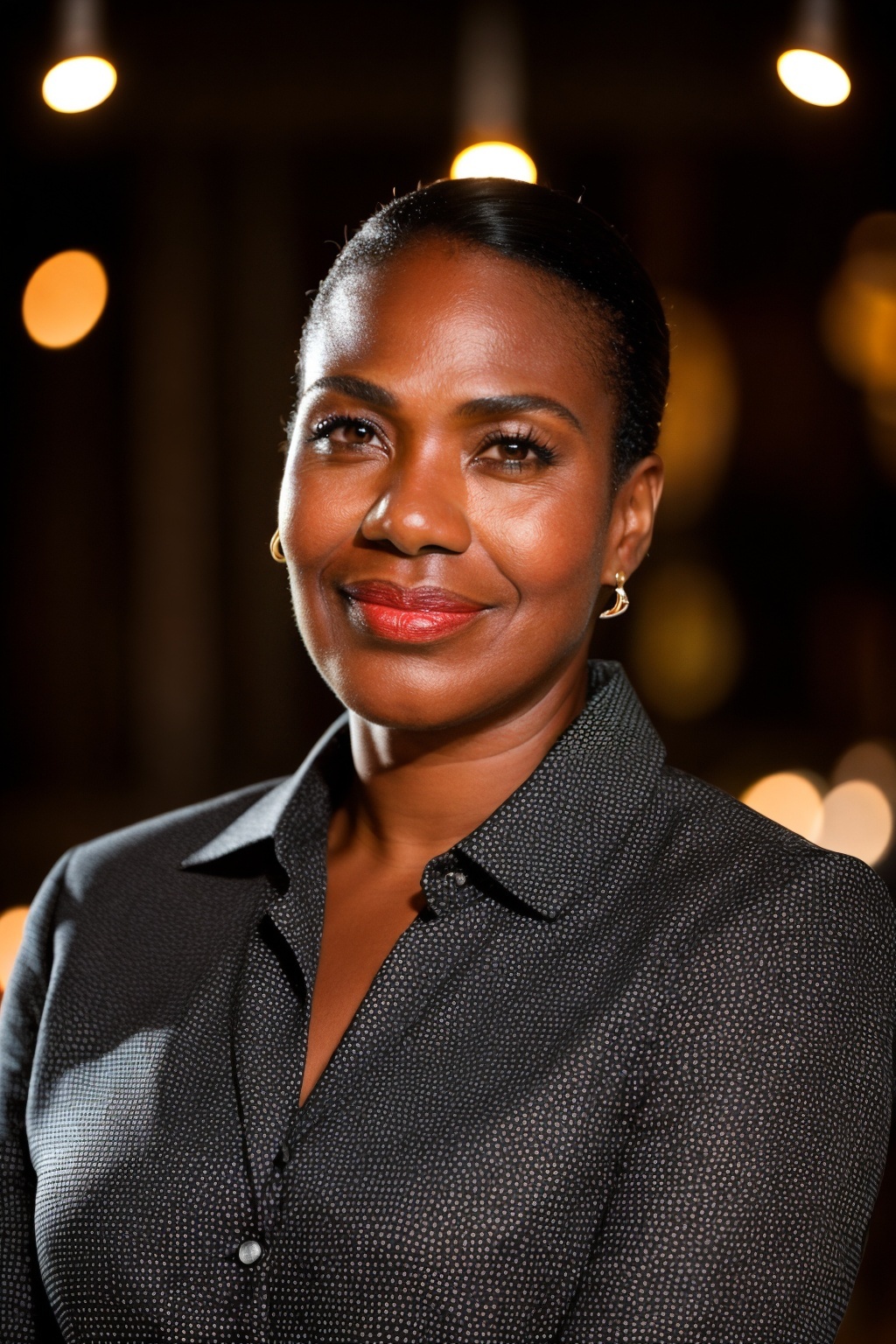 Sharron McPherson in a black patterned shirt